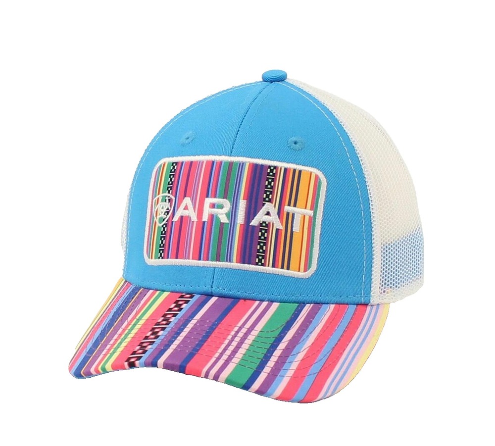 ARIAT Women Multicolor Hat Baseball Cap Mesh Snap Back Stripes Patch A300017797